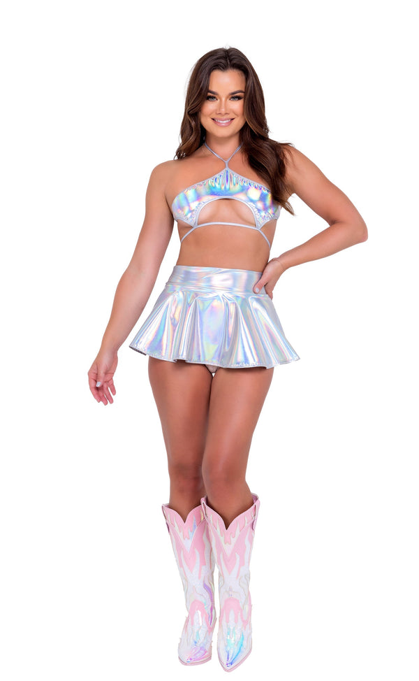 Holographic Flared Skirt - RaveScoutr
